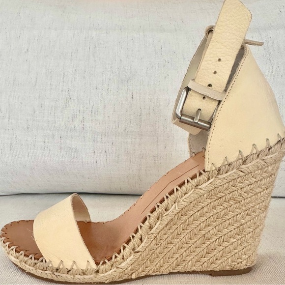 Dolce Vita Cream Leather Espadrille Wedge Sandals Ankle Strap Size 8 - Picture 3 of 8